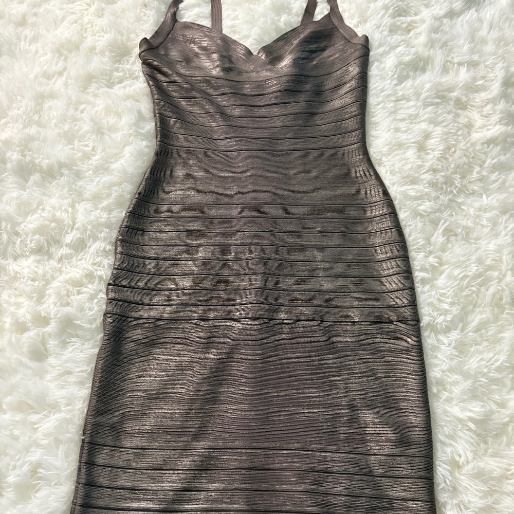 Silver bodycon Herve Leger Dress